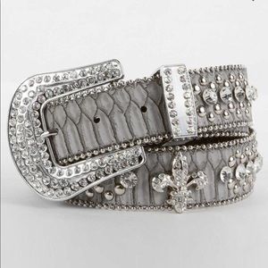 BKE Glitz Fleur rhinestone bling belt leather